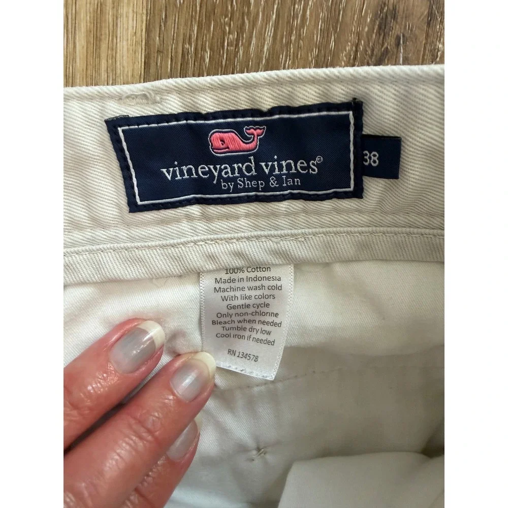 Vineyard Vines Club Shorts Mens 38 Stone White Cotton Twill Chino Golf Preppy